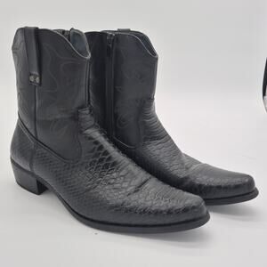 Metro charm women's black cowboy boots zip up size 9